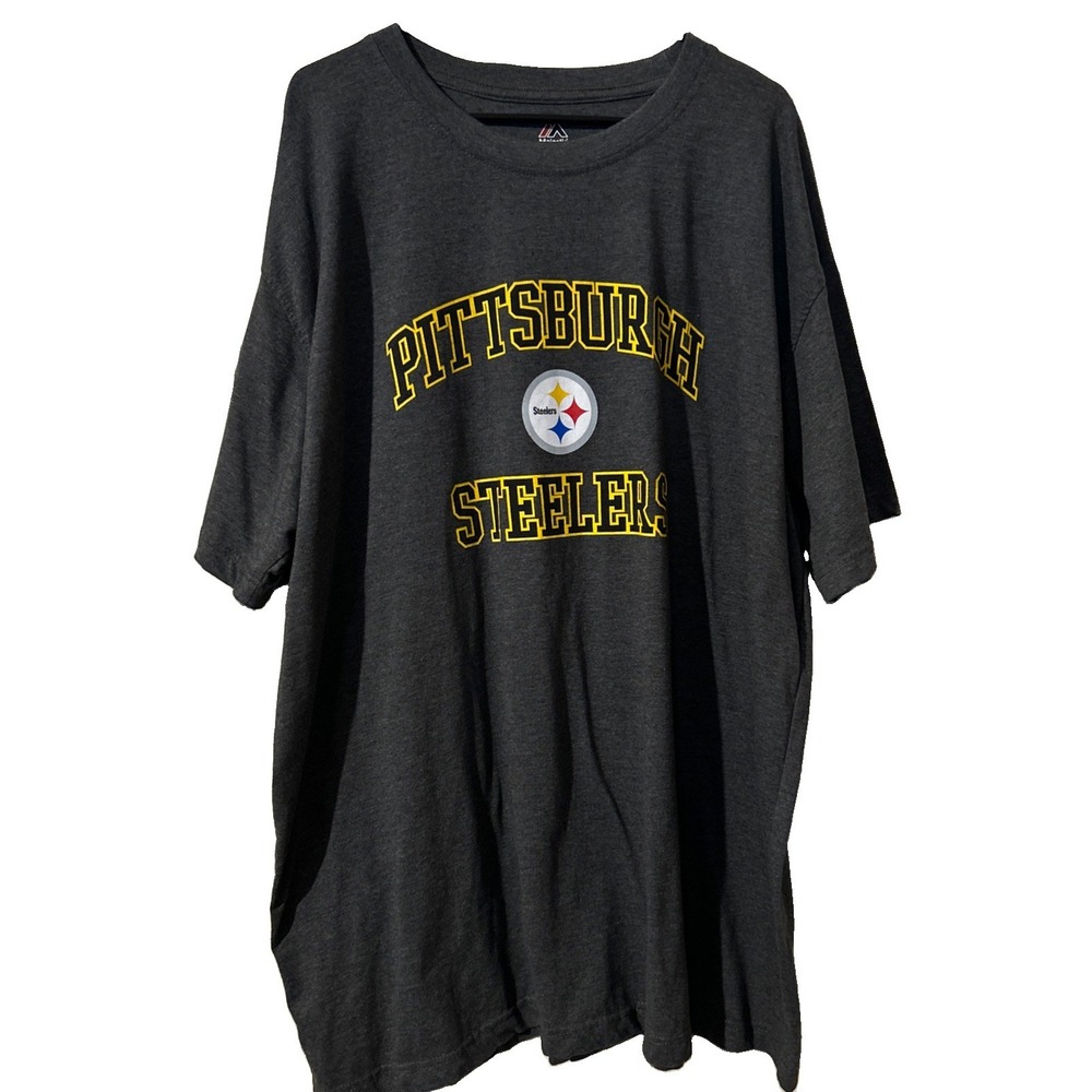 NFL Pittsburgh Steelers Iconic Logo Majestic Men's 3XL Gray T-Shirt